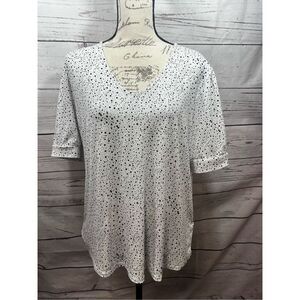 Adrianna Papell XL white blouse‎ with black polka dots - 2702